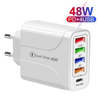 RÝCHLÁ NABÍJAČKA 48 W S 5 PORTMI – 4× USB + USB-C