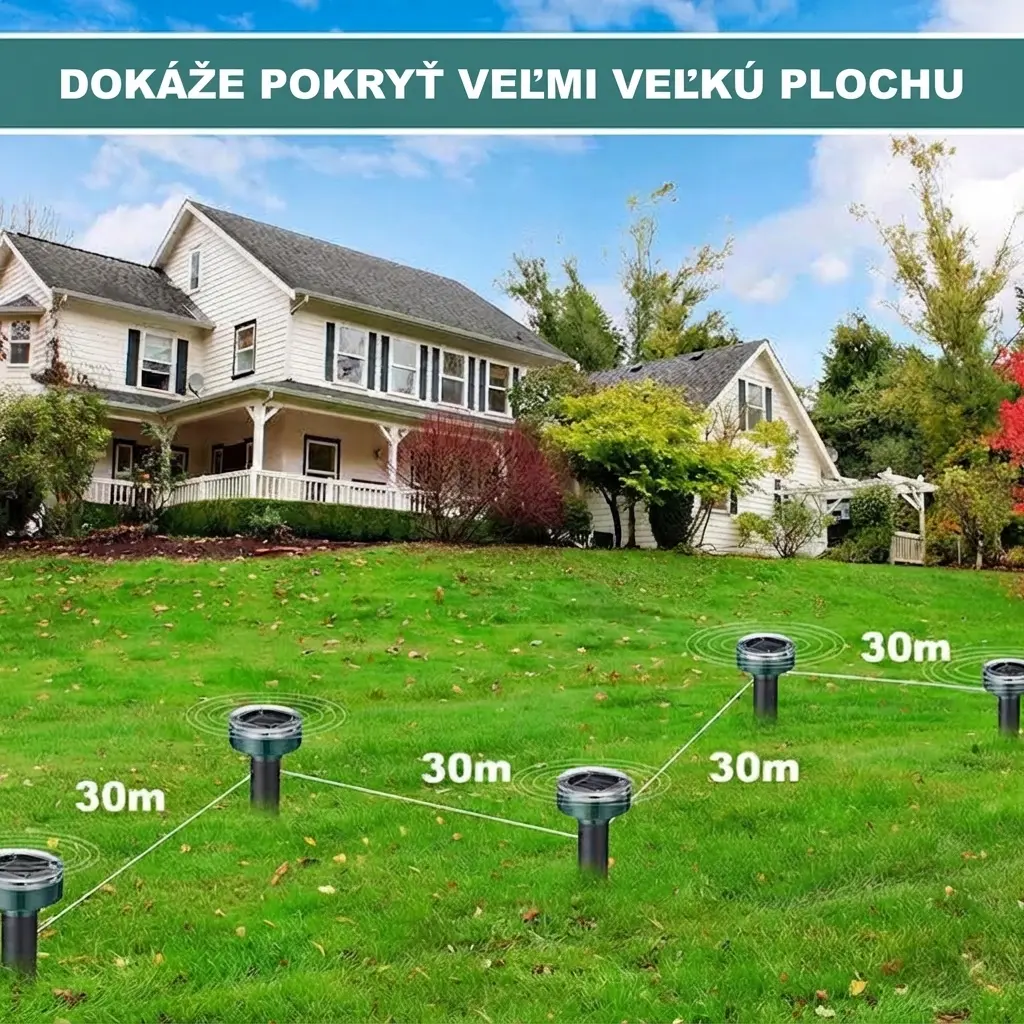 ZÁHRADNÝ ULTRAZVUKOVÝ SOLÁRNY ODPUDZOVAČ PROTI ŠKODCOM, HLODAVCOM A HMYZU – Obrázok 2